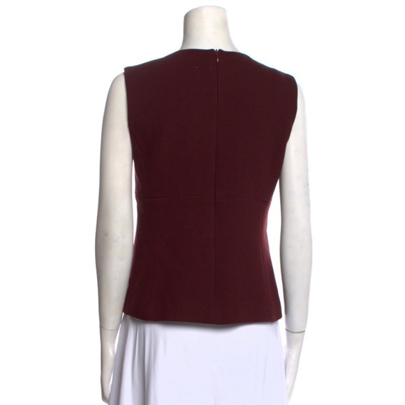 Prada Burgundy Virgin Wool Crew Neck Sleeveless Slim Fit Top Size IT 44 US 8 - Picture 3 of 12